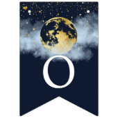 ネイビーブルー&金ゴールドムーンアンドスターベビーシャワー バンティングフラッグ (第1の旗)