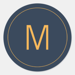 ネイビーブルー&金ゴールドモノグラムシール ラウンドシール