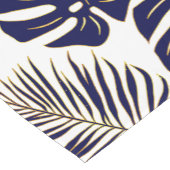 ネイビーブルー、金ゴールドヤシとモンステラの熱帯離れ ショートテーブルランナー (コーナー)