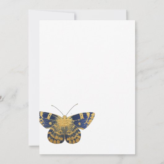 ネイビーブルー&金ゴールドヴィンテージシャビーバラクインセアニラ 招待状 (裏面)