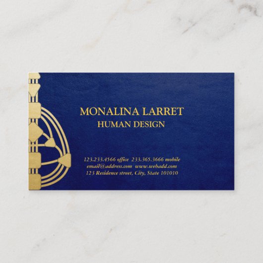 ネイビーブルー|金ゴールド人間デザイン体グラフ 名刺 (裏面)