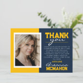 ネイビーブルー&金ゴールド卒業写真サンキューカード 招待状 (スタンド正面)