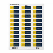 ネイビーブルー&金ゴールド卒業差出人住所ラベル ラベル (フルシート)