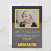 ネイビーブルー&金ゴールド卒業2写真サンキューカード 招待状 (正面)