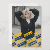 ネイビーブルー&金ゴールド卒業2写真サンキューカード 招待状 (裏面)