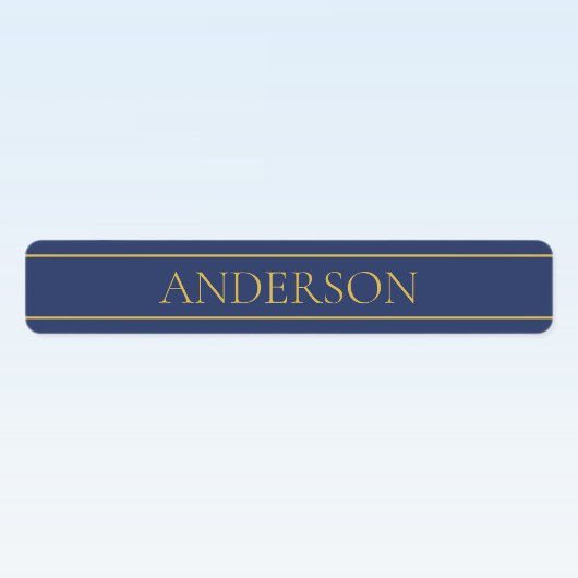 ネイビーブルー&金ゴールド名苗字又はBusiness Iron-on ラベル