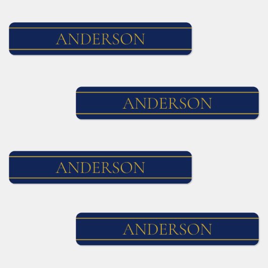ネイビーブルー&金ゴールド名苗字又はBusiness Iron-on ラベル (グループ)