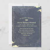 ネイビーブルー&金ゴールド悔やみや弔慰サンキュー葉フローラ 招待状 (裏面)