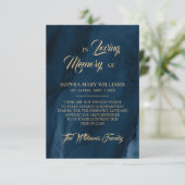 ネイビーブルー&金ゴールド悔やみや弔慰メモリサンキューカード サンキューカード (スタンド正面)