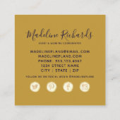 ネイビーブルー&金ゴールド水彩大理石メッキ スクエア名刺 (裏面)