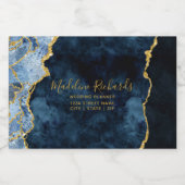 ネイビーブルー&金ゴールド水彩大理石メッキ スパークリングワインラベル (シングルラベル)