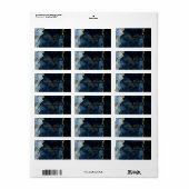 ネイビーブルー&金ゴールド水彩大理石メッキ ラベル (フルシート)