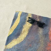 ネイビーブルー&金ゴールド水彩大理石モダン抽象芸術 ビーチタオル (インサイチュ)