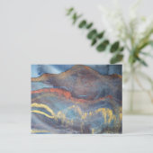 ネイビーブルー&金ゴールド水彩大理石モダン抽象芸術 ポストカード (スタンド正面)