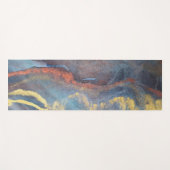 ネイビーブルー&金ゴールド水彩大理石モダン抽象芸術 ヨガマット (正面(横))