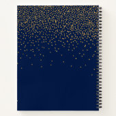 ネイビーブルー&金ゴールド紙吹雪ブライダルシャワーレシピ ノートブック (裏面)