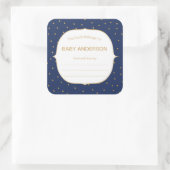 ネイビーブルー+金ゴールド紙吹雪ベビーシャワー蔵書票 スクエアシール (バッグ)