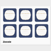 ネイビーブルー+金ゴールド紙吹雪ベビーシャワー蔵書票 スクエアシール (シート)