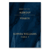 ネイビーブルー&金ゴールド結婚のテーブルカード テーブルナンバー (正面)