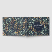 ネイビーブルー、金ゴールド、グリーンヴィンテージ結婚式 ゲストブック (全面)