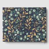 ネイビーブルー、金ゴールド、グリーンヴィンテージ結婚式 ゲストブック (裏面)