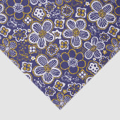 ネイビーブルー，金ゴールド，白お洒落フローラ花 薄葉紙 (詳細)