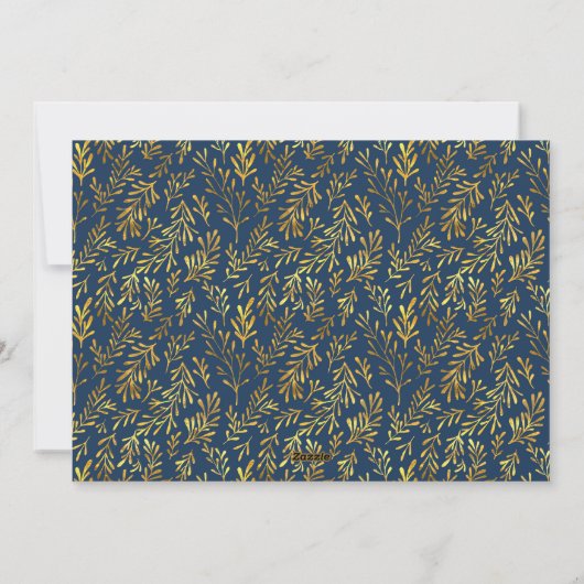 ネイビーブルー – 金箔メリークリスマスフォト シーズンカード (裏面)