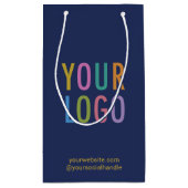 ネイビーブルー 8.5インチ ギフトバッグ（ロゴカスタマイズ可能） 小 スモールペーパーバッグ (裏面)