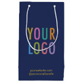 ネイビーブルー 8.5インチ ギフトバッグ（ロゴカスタマイズ可能） 小 スモールペーパーバッグ (正面)