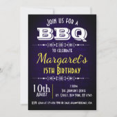 ネイビーブルー BBQ 誕生日パーティー 招待状 (正面)