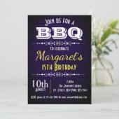 ネイビーブルー BBQ 誕生日パーティー 招待状 (スタンド正面)