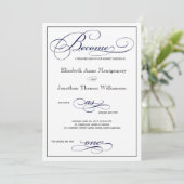 ネイビーブルー Become as One スクリプト 結婚式招待状 招待状 (スタンド正面)