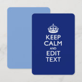 ネイビーブルー Keep Calm テキスト編集可能 カスタマイズ (正面/裏面)