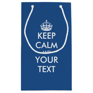 ネイビーブルー Keep calm your text ウェディング フェイバーバッグ スモールペーパーバッグ