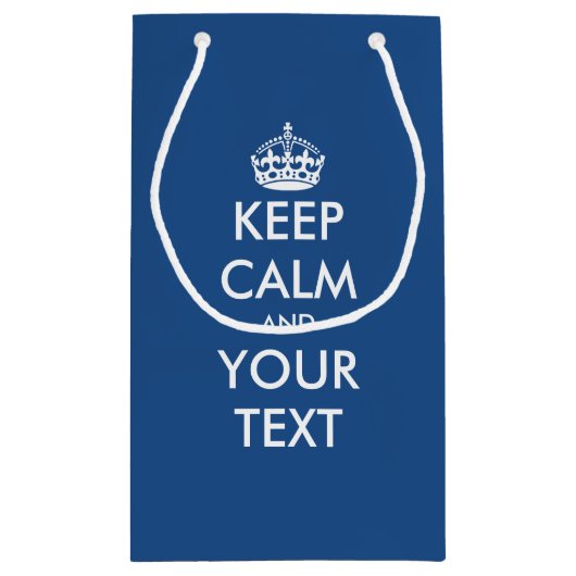 ネイビーブルー Keep calm your text ウェディング フェイバーバッグ スモールペーパーバッグ (裏面)