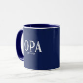 ネイビーブルー opa 創立年 マグカップ (正面左)