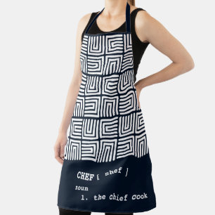 ネイビーブルーCHEFネストボックストバルアフリカパターン エプロン
