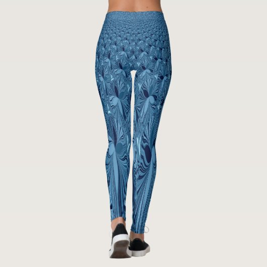 ネイビーブルーcomfyヨガパターンアートを独自に作成 レギンス (裏面)
