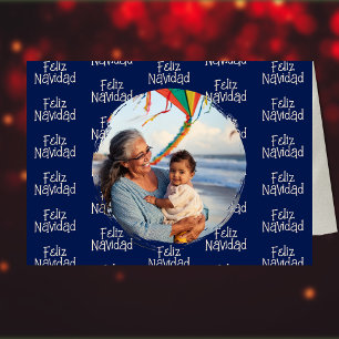 ネイビーブルーFeliz Navidadのスペインの写真 シーズンカード