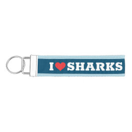 ネイビーブルーIがサメを好き リストバンドキーホルダー
