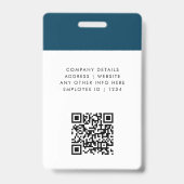 ネイビーブルーIDカード |写真モダン名ロゴQR バッジ (裏面)