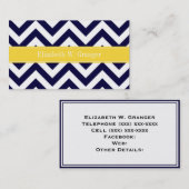 ネイビーブルーLgシェブロンPineapple名モノグラム 名刺 (正面/裏面)