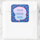 ネイビーブルーLOVEハート スクエアシール (バッグ)