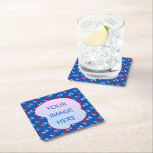 ネイビーブルーLOVEハート スクエアペーパーコースター (インサイチュ)