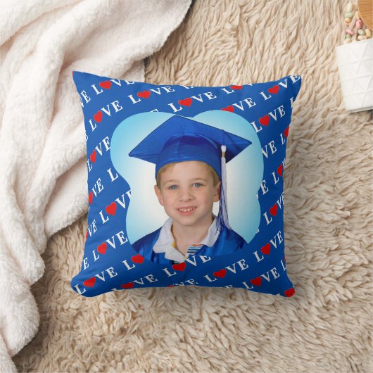 ネイビーブルーLOVEレトロ エレガント クッション (ブランケット)