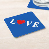ネイビーブルーLOVEレトロ エレガント ペーパーコースター (アングル)