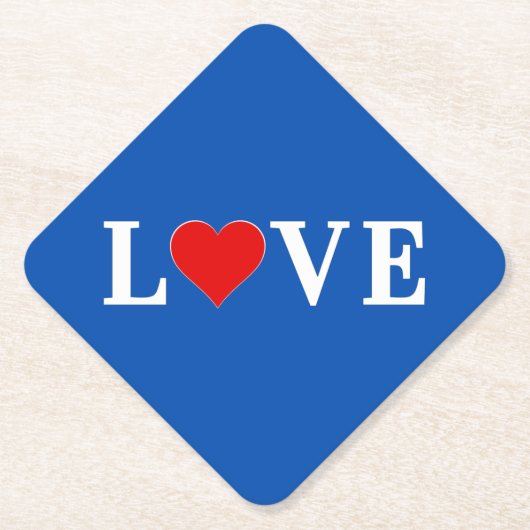 ネイビーブルーLOVEレトロ エレガント ペーパーコースター (正面)