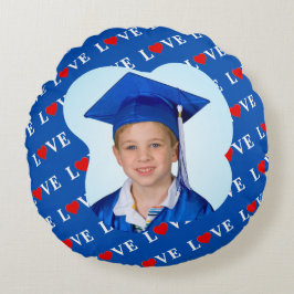 ネイビーブルーLOVEレトロ エレガント ラウンドクッション