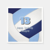 ネイビーブルーltブルーバレーボール子供の誕生日パーティー スタンダードカクテルナプキン (正面)