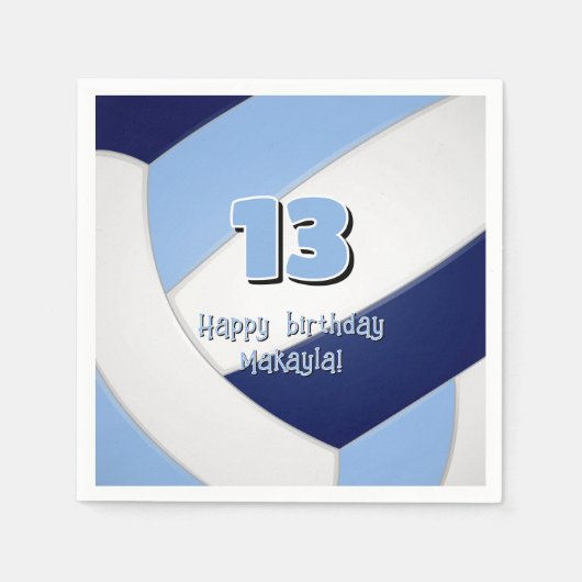 ネイビーブルーltブルーバレーボール子供の誕生日パーティー スタンダードカクテルナプキン (正面)